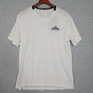 Nike Trail Mens Dri-FIT Running Shirt White Black DV9305-121 Size Medium New